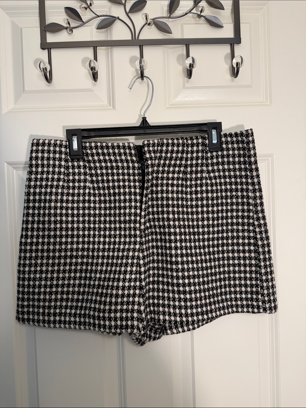 Zara Black and White Houndstooth Bermuda Shorts